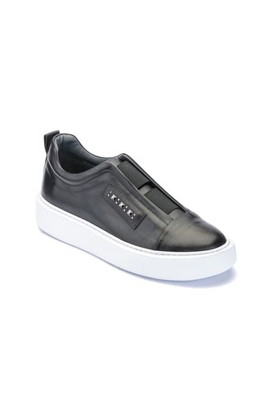 LUCIANO BELLINI E-3759 Black Skin Leather Men's Sneaker Shoes