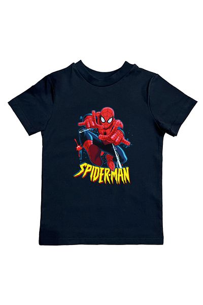 SPIDERMAN лятна детска тениска от памучен пениран плат с щампа на човек паяк