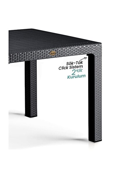 nar sokağı Camsız 90x90 cm Rattan Bahçe Balkon Masası