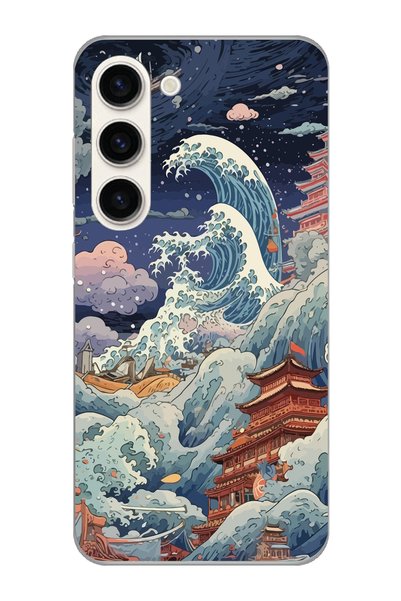 Magic Ring Samsung Galaxy S23 Compatible Kanagawa Wave Collage Pattern Transp...