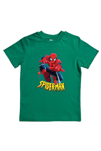 SPIDERMAN лятна детска тениска от памучен пениран плат с щампа на човек паяк
