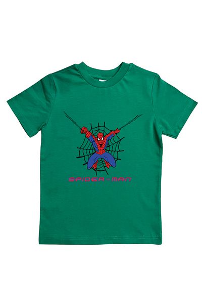 SPIDERMAN лятна детска тениска от памучен пениран плат с щампа на човек паяк