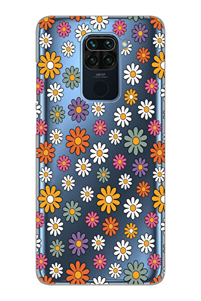 Magic Ring Xiaomi Redmi Note 9 Uyumlu Çiçek Desenli Şeffaf Telefon Kılıfı