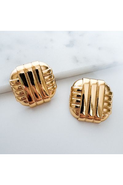 CHARMLUCKY Steel large size square earrings