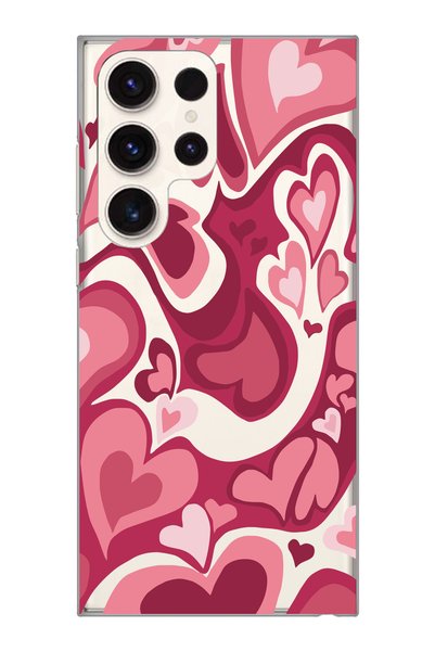 Magic Ring Samsung Galaxy S23 Ultra Compatible Heart Pattern Transparent Phon...