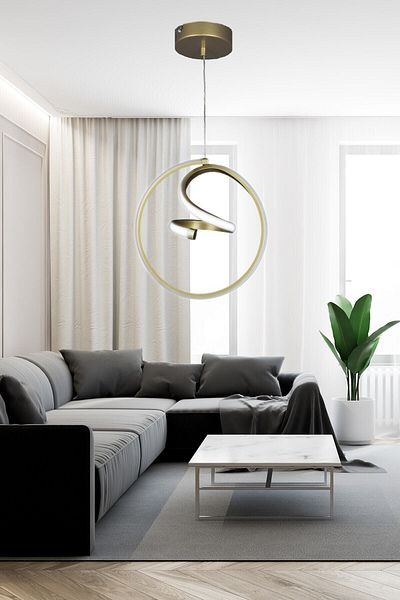 Renkoled Aydınlatma 3 Color Lighted Modern Pendant Lamp Led Chandelier Gold Case Doorway, Hall, Room