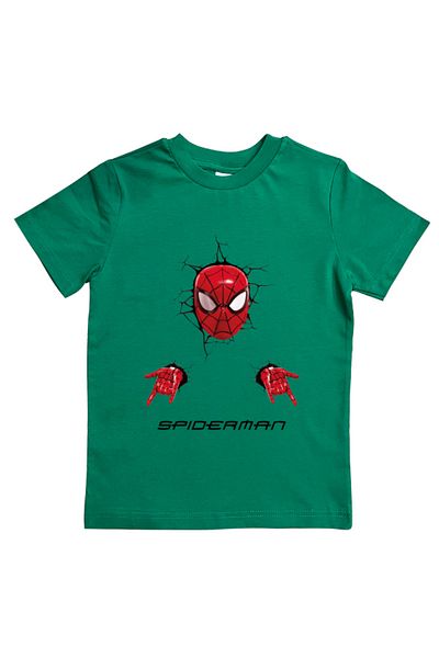 SPIDERMAN лятна детска тениска от памучен пениран плат с щампа на човек паяк
