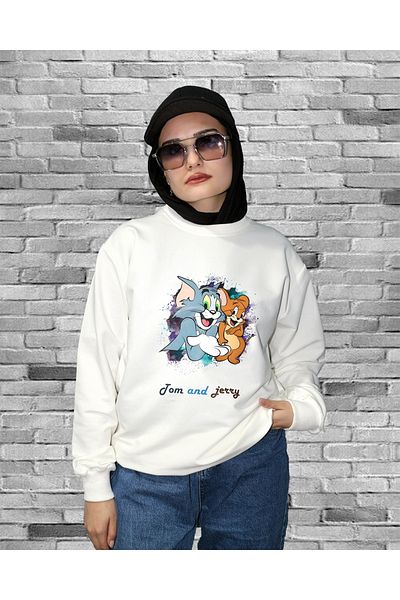 Gölge Store Tom and Jerry Printed Slimfit Unisex Sweatshirt