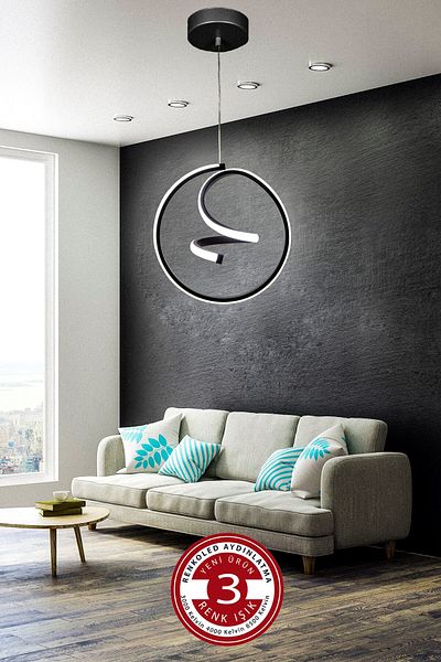 Renkoled Aydınlatma 3 Color Lighted Black Chandelier Modern Led Pendant Lamp - Entrance, Hall, Room