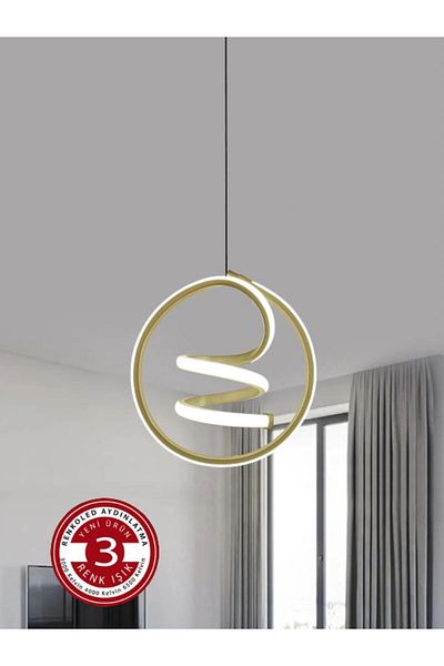 Renkoled Aydınlatma 3 Color Lighted Modern Pendant Lamp Led Chandelier Gold Case Doorway, Hall, Room