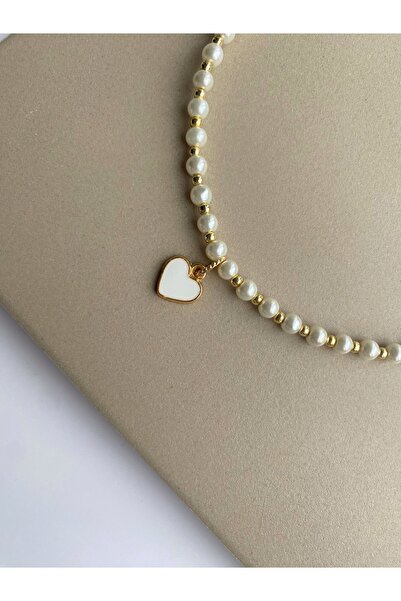 aksesuaris İnci Kalp Kadın Kolye