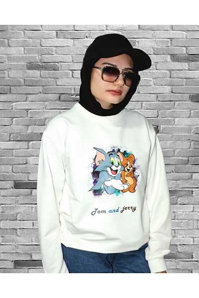 Gölge Store Tom and Jerry Printed Slimfit Unisex Sweatshirt