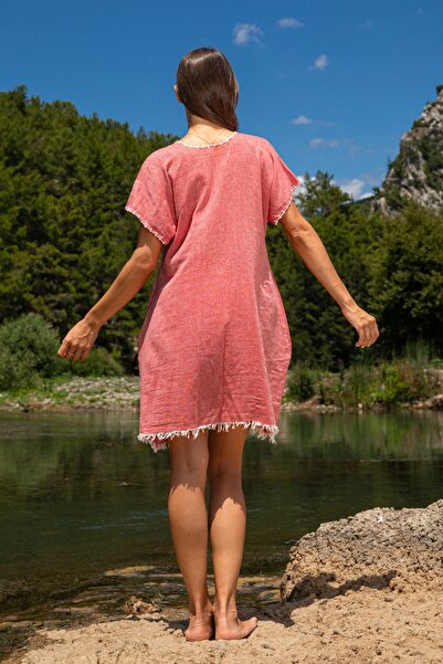 Dokubba Wide Cut Beach Dress, 100% Cotton, Handmade Needle Embroidered, Tassel, Thin and Special Woven