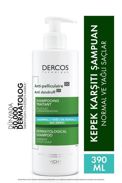 Vichy DERCOS 390ML Care Shampoo - Anti-Dandruff, for Oily Hair BRİGHTT818