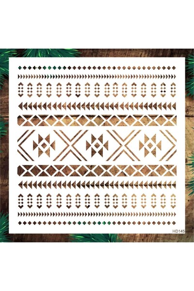 STENCİLTASARIM Stencil Tasarım Hd145 Etnik Duvar Ahşap Cam Boyama Deseni