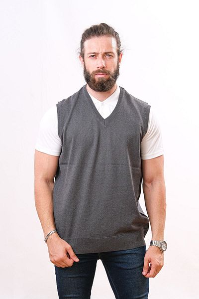 Çukurova Wool Sleeveless Knitwear Sweater - Medium Gray
