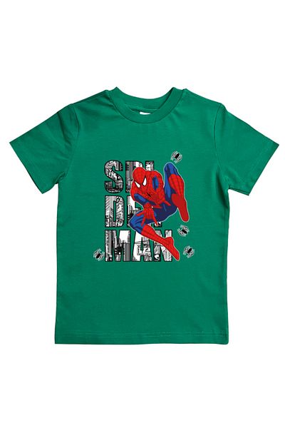 SPIDERMAN лятна детска тениска от памучен пениран плат с щампа на човек паяк