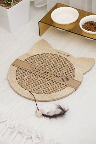 Genel Markalar Doğal Sisal Oyuncaklı Kedi Tırmalama Matı Kedi Tırmalama Tahta...