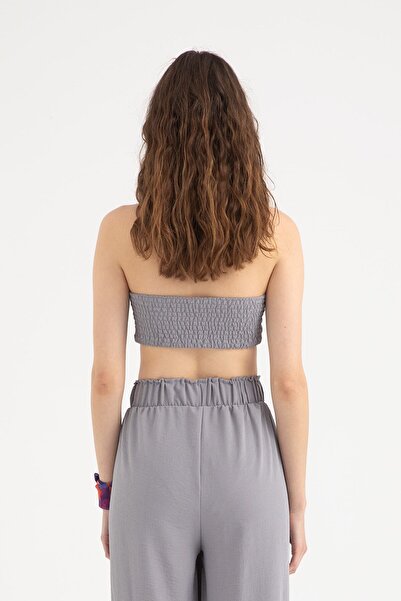 SHEISMONO Lagom Düğüm Crop Top Gri