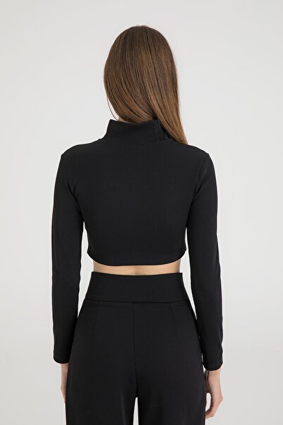 SHEISMONO Detailní žebrovaný zip na zip černý