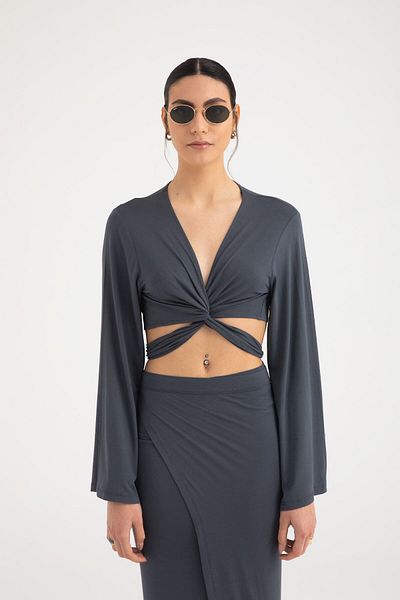 SHEISMONO Ultra Soft Tie-Up Μπλούζα Καπνιστή