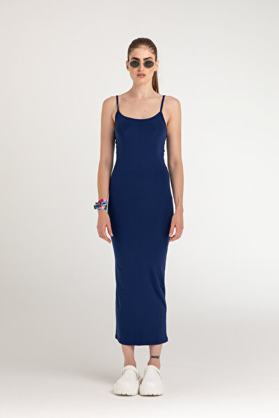 SHEISMONO Puha érintésű kötélpántos ruha sötétkék