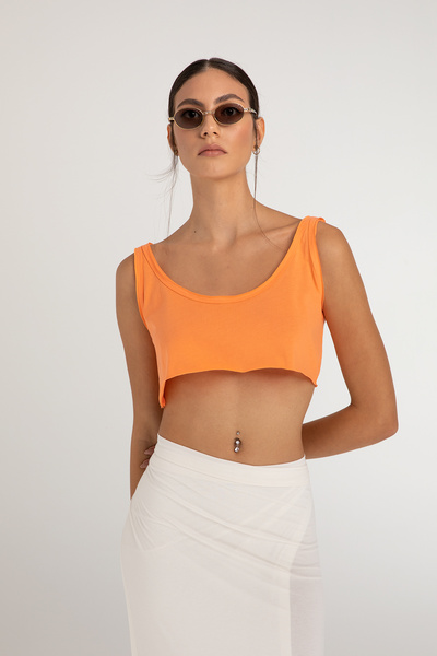 SHEISMONO Crop top din bumbac cu tăietură largă
