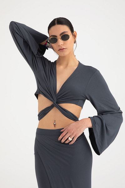 SHEISMONO Ultra Soft Tie-Up Μπλούζα Καπνιστή