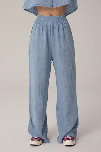 SHEISMONO Pantaloni de muselina albastri