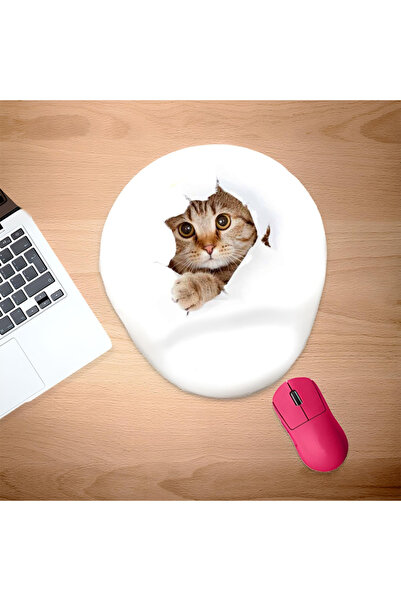 UcuruStore Ποντικομαξιλαράκι Oval Perspektif Sarı Kedi με στήριγμα καρπού