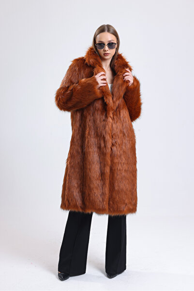 KürkZone WOMEN'S ENGLISH COLLAR TILE COLOR MANTO