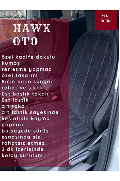 HAWK Araba Koltuk Kılıfı Özel Desen 2 Parça Kadife Doku Terletme Yapmaz Telef...