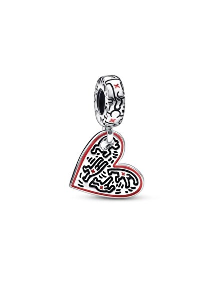 POSEİDONS JEWELLERY Keith Haring™ X  Line Art People Heart Sallantılı Charm