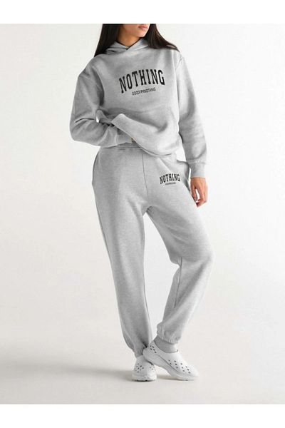 Modern Moda Σετ φόρμας - εμπριμέ Σετ Jogger Φούτερ με κουκούλα από καουτσούκ