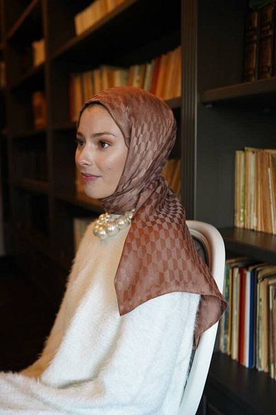 VALORSCARF Mocha Qoza Pattern Silky Jacquard Shawl