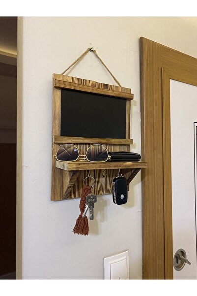 ViraHome Doğal Ahşap Yazı Tahtalı Anahtarlık Anahtar Askısı Not Panosu