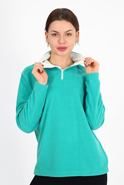 ModaCanel Γυναικείο πράσινο φλις με μισό φερμουάρ Monel Outdoor