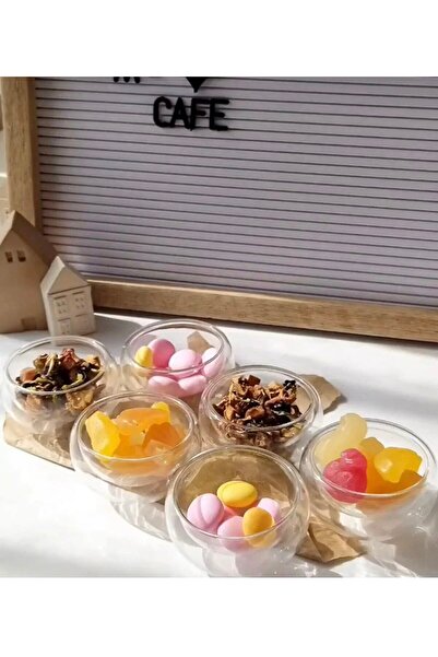 KÜÇÜK EW 6-Piece Double Walled Mini Sauce Bowl, Dragee, Turkish Delight, Snack Bowl