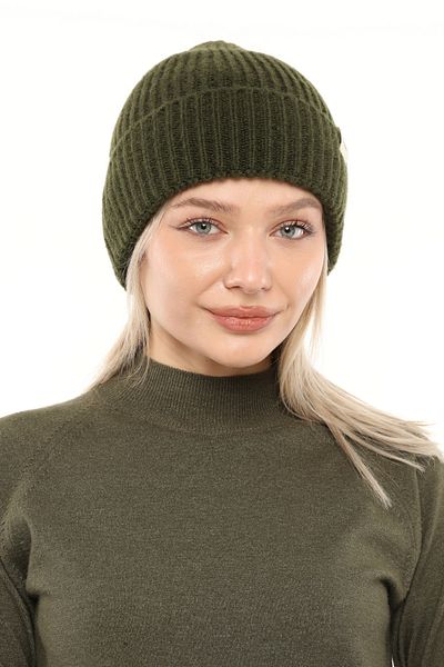 Aghilo Khaki Women's Winter Corded Wool Beret
