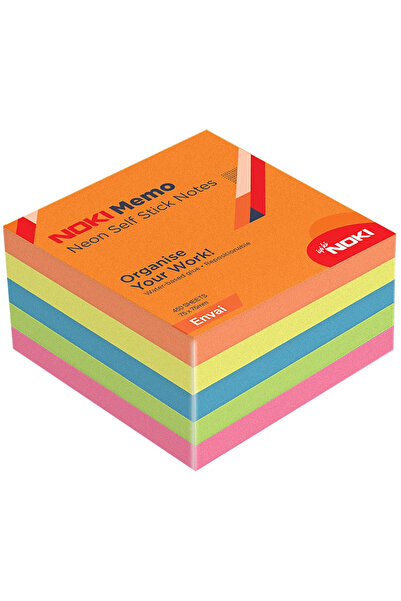 Dağtaş Kırtasiye Noki Memo 75x75 5 Renk Neon 450 Yaprak Yapışkanlı Not Kağıdı