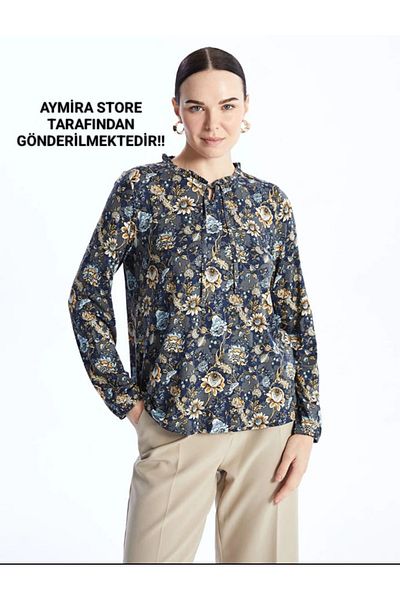 LC Waikiki AYMİRA SHIPPED BY STORE!!Grace Tied Collar Patterned Long Sleeve Women's Blouse