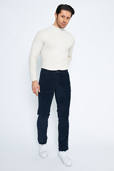 Daniel Voi Kadife 5 Cep Regular Fit Indigo Erkek Pamuklu Pantolon