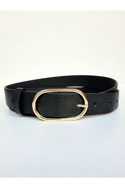 Kemerix Women's Black-Tan Gold Buckle Belt Set of 2