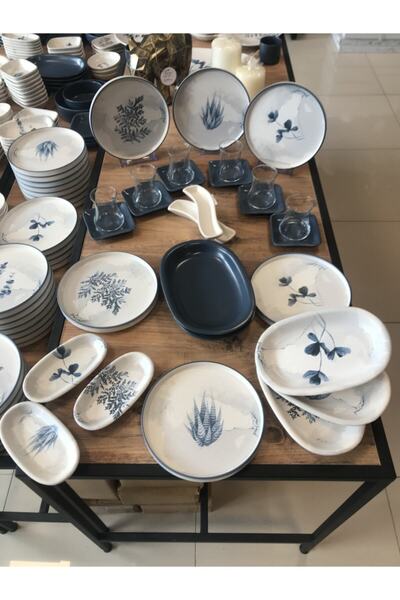 Keramika Stackable Blue Magic Breakfast Set for 6 People 28 Pieces