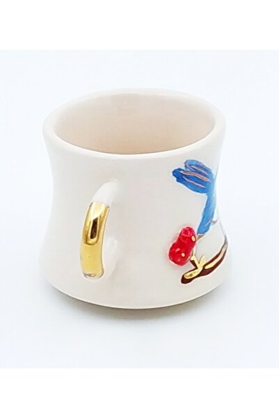 Monako Limited Edition 24 Ayar Altın Işlemeli, Kuş Figürlü, El Yapımı, Türk Kahvesi Fincanı, 90 ml