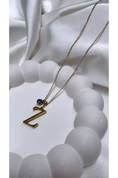 Accessories Gold Renk Nazar Boncuklu Çelik Z Harfli Kolye