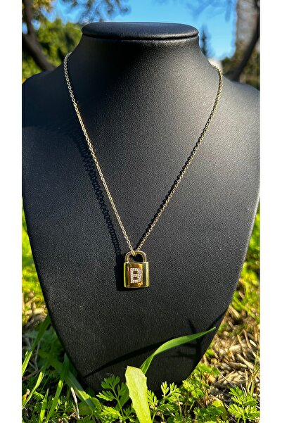 Rüya قلادة بقفل من الفولاذ بحرف B