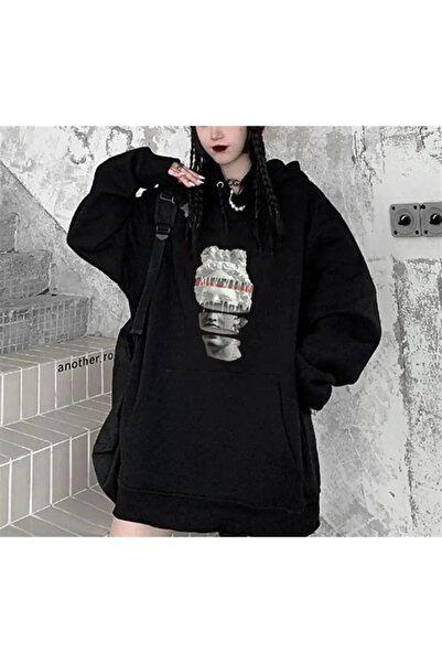 Le Savu Sevunera cu glugă Cap segmentat cu imprimeu Culoare neagră Swea tricou