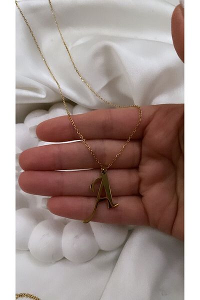 Accessories قلادة من الفولاذ باللون الذهبي بحرف A
