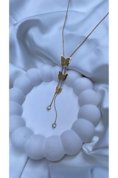 Accessories Gold Renk Çelik Kelebek Kolye